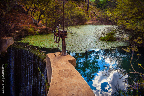 SEVEN SPRINGS,RHODES/GREECE OCTOBER 14 2018 : the watefall of Seven Springs park in Rhodes photo