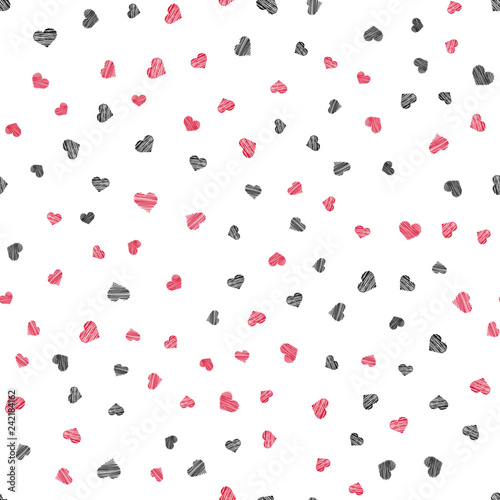 Seamless pattern with pink hearts. Vector