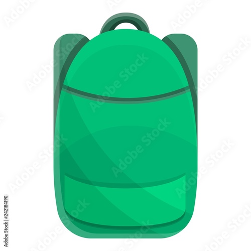 Green modern backpack icon. Cartoon of green modern backpack vector icon for web design isolated on white background