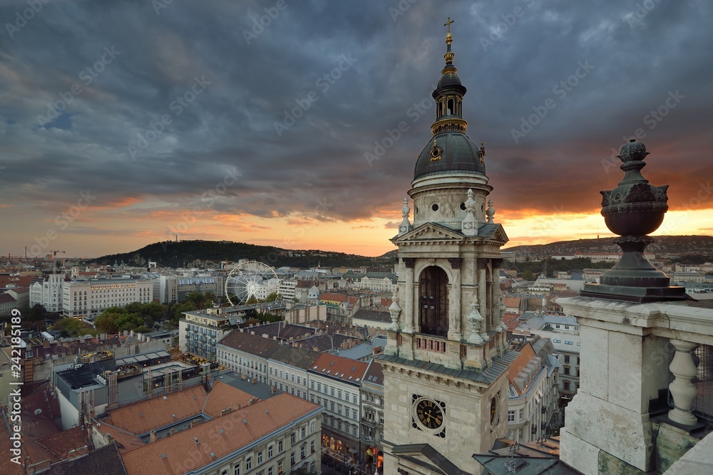 Evening view of Budapest from Saint Stephen´s basilica, Budapest, Hungary, 29 September 2018