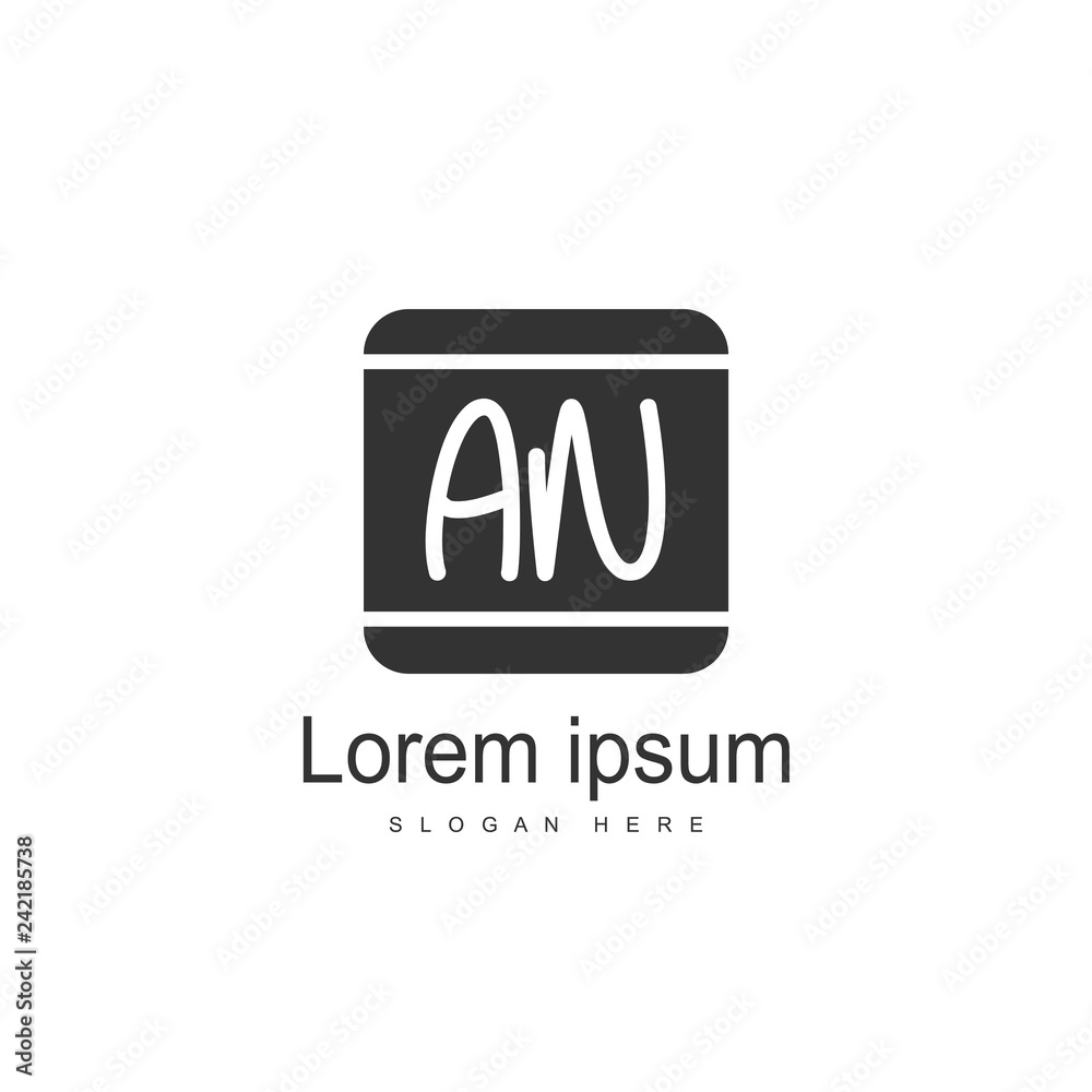 AN Letters Logo Design. Simple and Creative Black Letter Concept Illustration.
