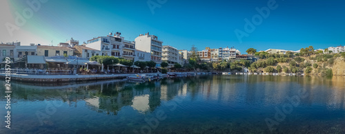 Agios Nikolaos, Crete - 10 01 2018: The city of Agios Nikolaos. The lake in the city