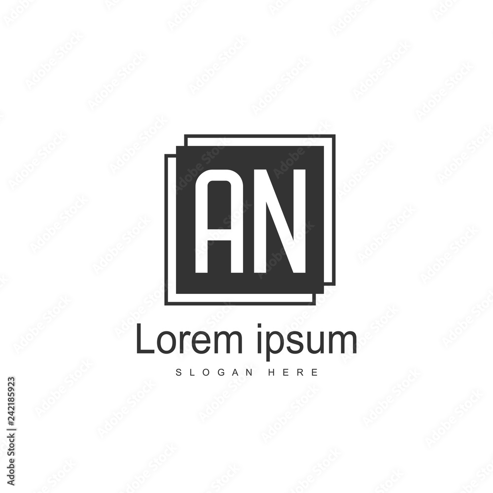 Fototapeta premium AN Letters Logo Design. Simple and Creative Black Letter Concept Illustration.