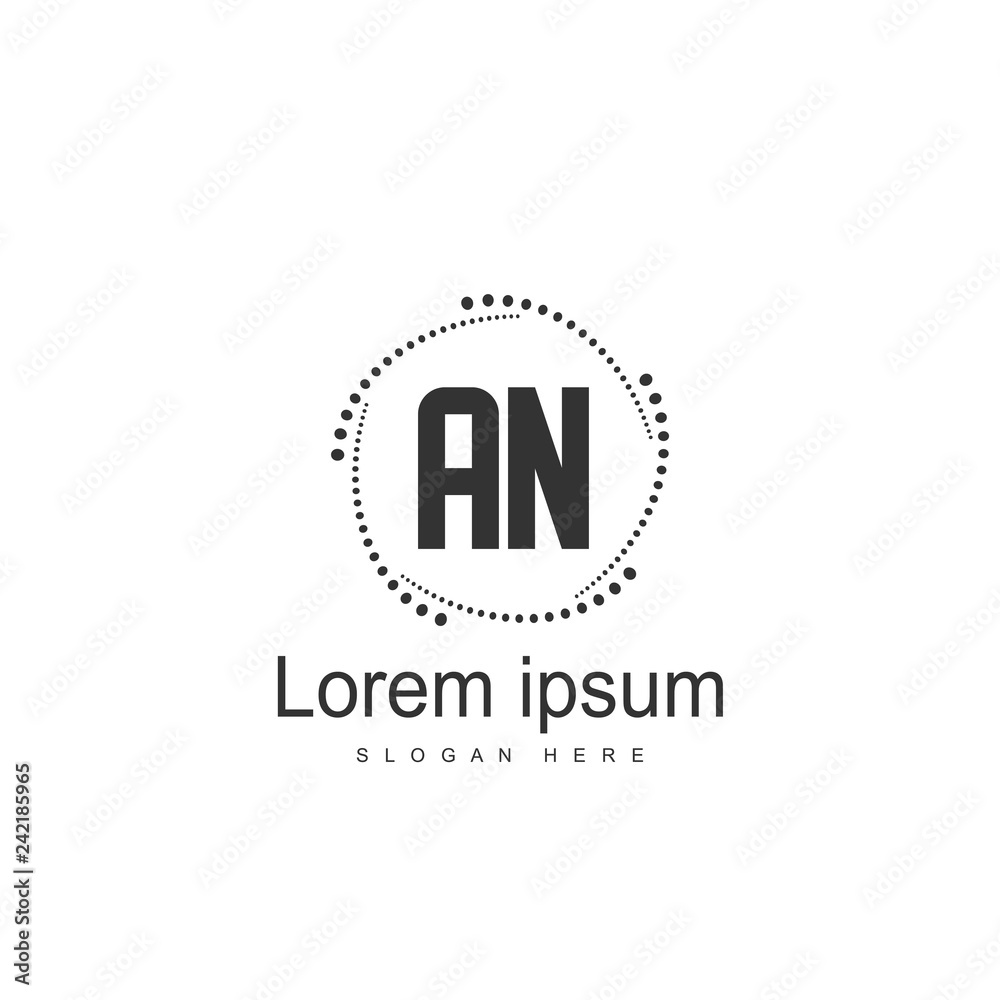 AN Letters Logo Design. Simple and Creative Black Letter Concept Illustration.