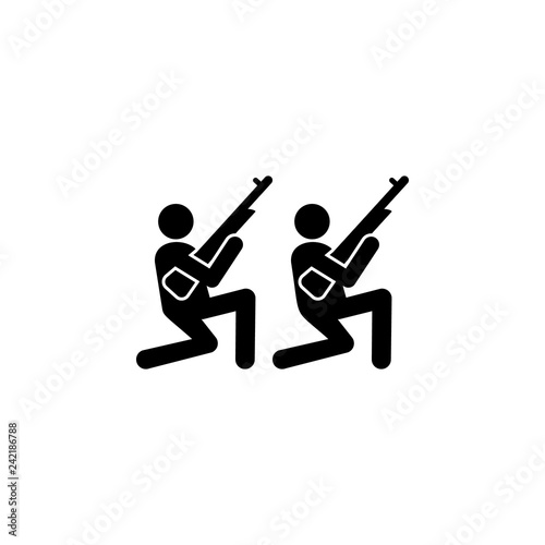 Soldiers, guns, shooting icon. Can be used for web, logo, mobile app, UI, UX
