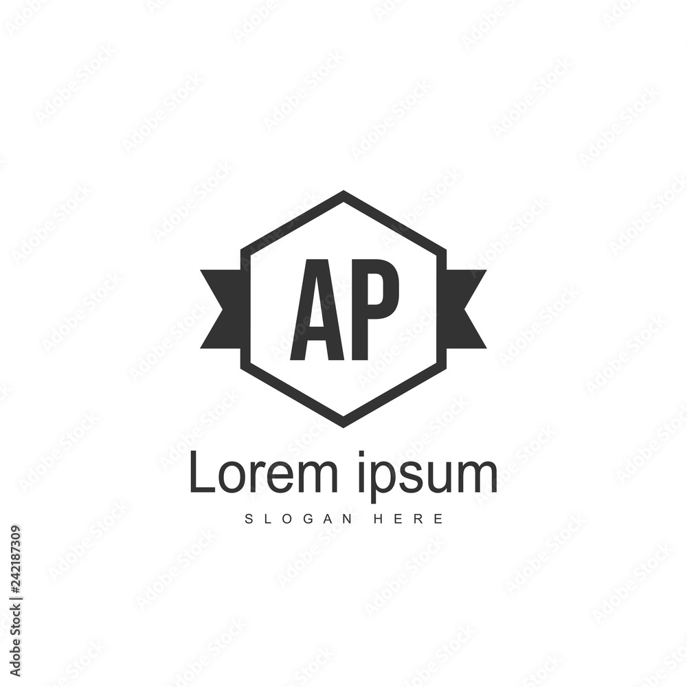 AP Letters Logo Design. Simple and Creative Black Letter Concept Illustration.