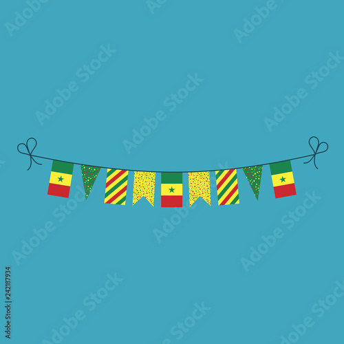 Decorations bunting flags for Senegal national day holiday in flat design. Independence day or National day holiday concept.