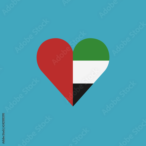 United Arab Emirates flag icon in a heart shape in flat design. Independence day or National day holiday concept.