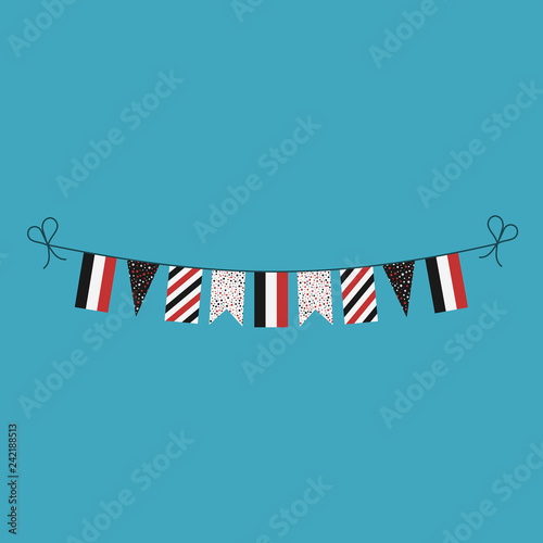 Decorations bunting flags for Yemen national day holiday in flat design. Independence day or National day holiday concept.