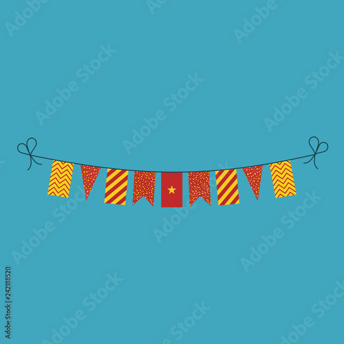 Decorations bunting flags for Vietnam national day holiday in flat design. Independence day or National day holiday concept.