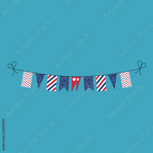 Decorations bunting flags for Nepal national day holiday in flat design. Independence day or National day holiday concept.
