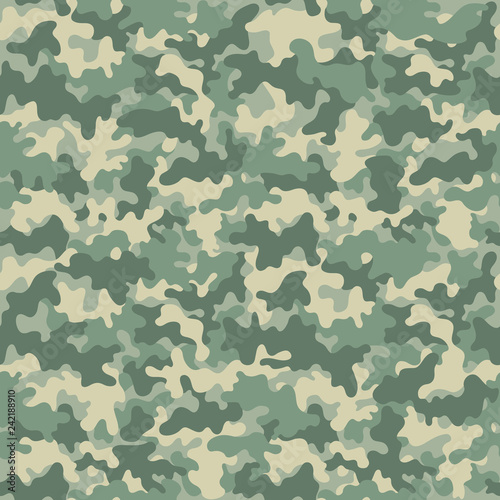 Camouflage Seamless Pattern - Abstract design of camouflage in green colors