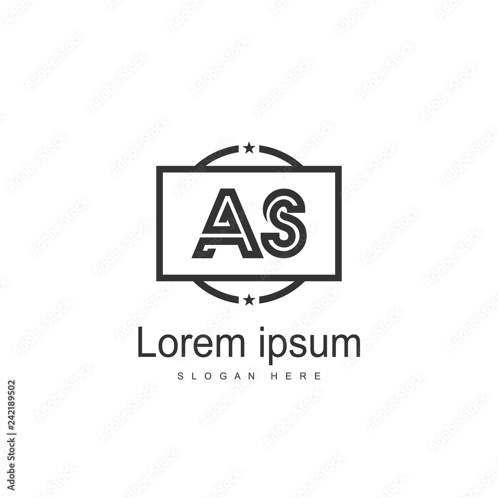 AS Letters Logo Design. Simple and Creative Black Letter Concept Illustration.