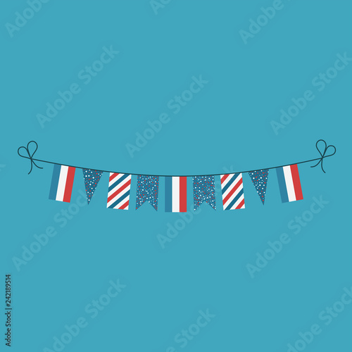 Decorations bunting flags for Luxembourg national day holiday in flat design. Independence day or National day holiday concept.