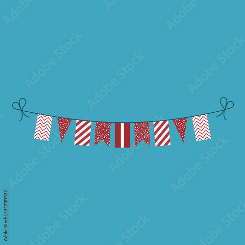 Decorations bunting flags for Latvia national day holiday in flat design. Independence day or National day holiday concept.