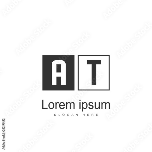 AT Letters Logo Design. Simple and Creative Black Letter Concept Illustration.