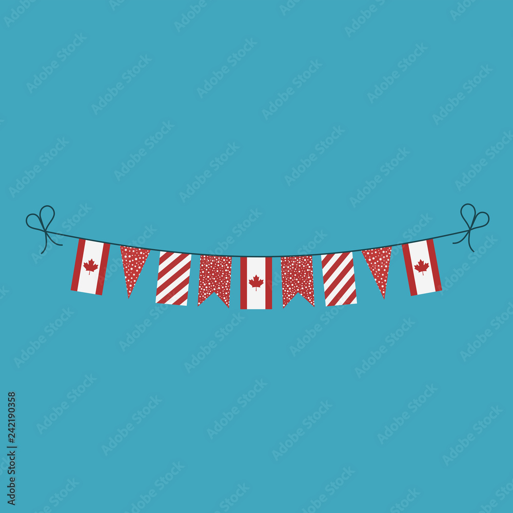 Decorations bunting flags for Canada national day holiday in flat design. Independence day or National day holiday concept. Decorations bunting flags for Canada national day holiday in flat design. Independence day or National day holiday concept.