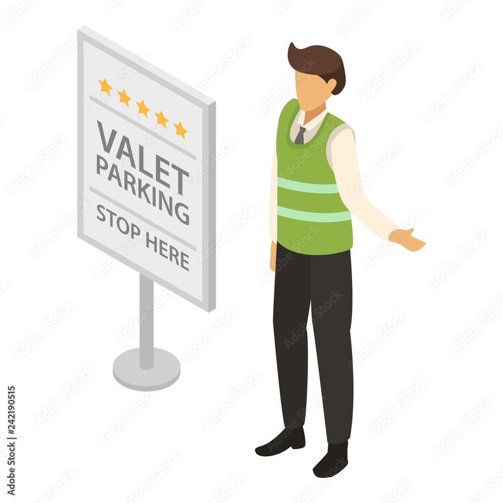 Valet parking icon. Isometric of valet parking vector icon for web design isolated on white background
