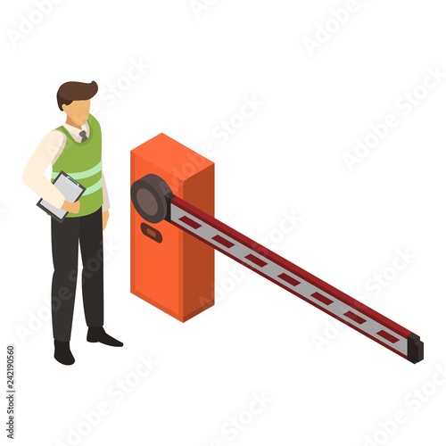 Valet man at barrier icon. Isometric of valet man at barrier vector icon for web design isolated on white background