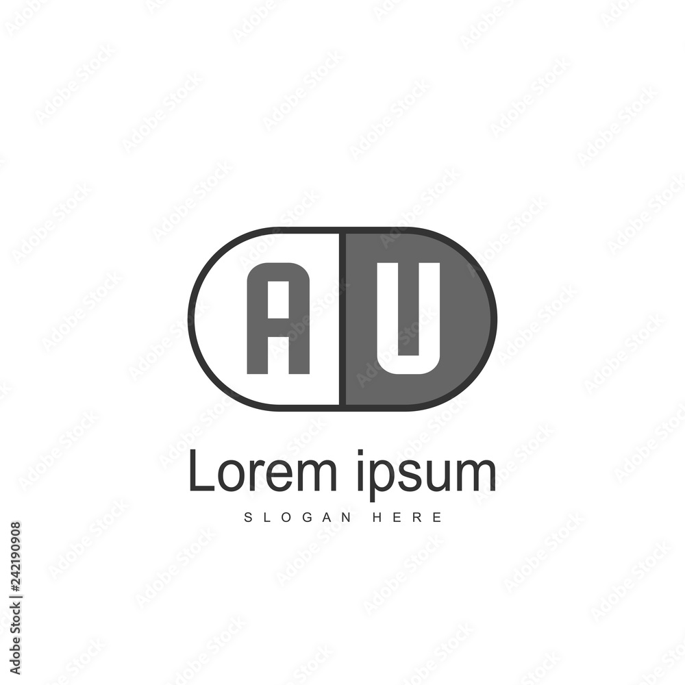 AU Letters Logo Design. Simple and Creative Black Letter Concept Illustration. AU Letters Logo Design. Simple and Creative Black Letter Concept Illustration.