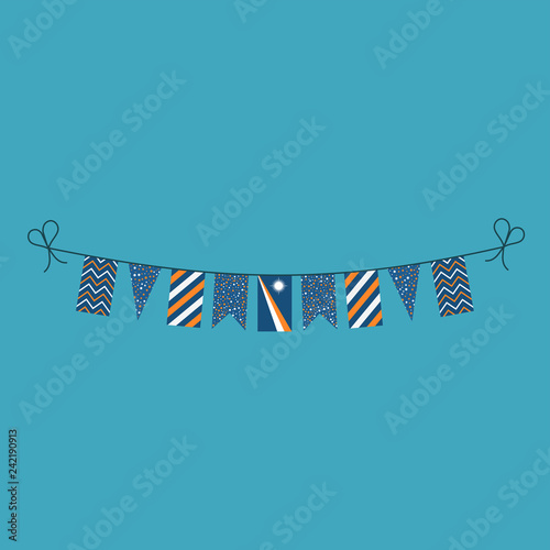 Decorations bunting flags for Marshall Islands national day holiday in flat design. Independence day or National day holiday concept.