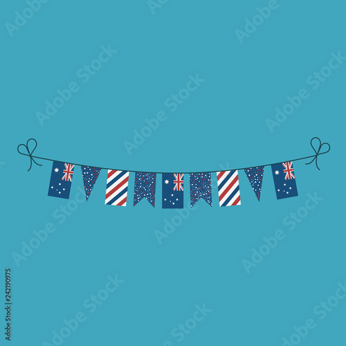 Decorations bunting flags for Australia national day holiday in flat design. Independence day or National day holiday concept.