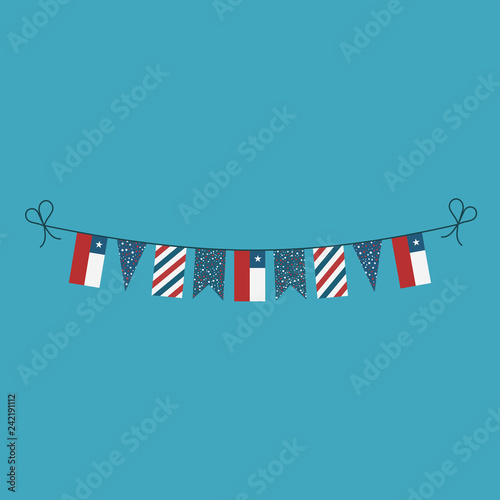 Decorations bunting flags for Chile national day holiday in flat design. Independence day or National day holiday concept.