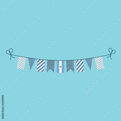 Decorations bunting flags for Argentina national day holiday in flat design. Independence day or National day holiday concept.