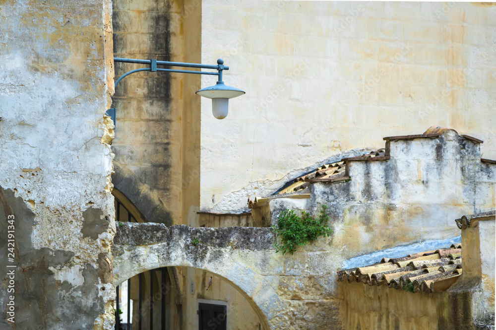 The ancient city of Matera, carved into the rock The ancient city of Matera, carved into the rock