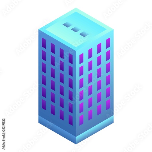 Office building icon. Isometric of office building vector icon for web design isolated on white background