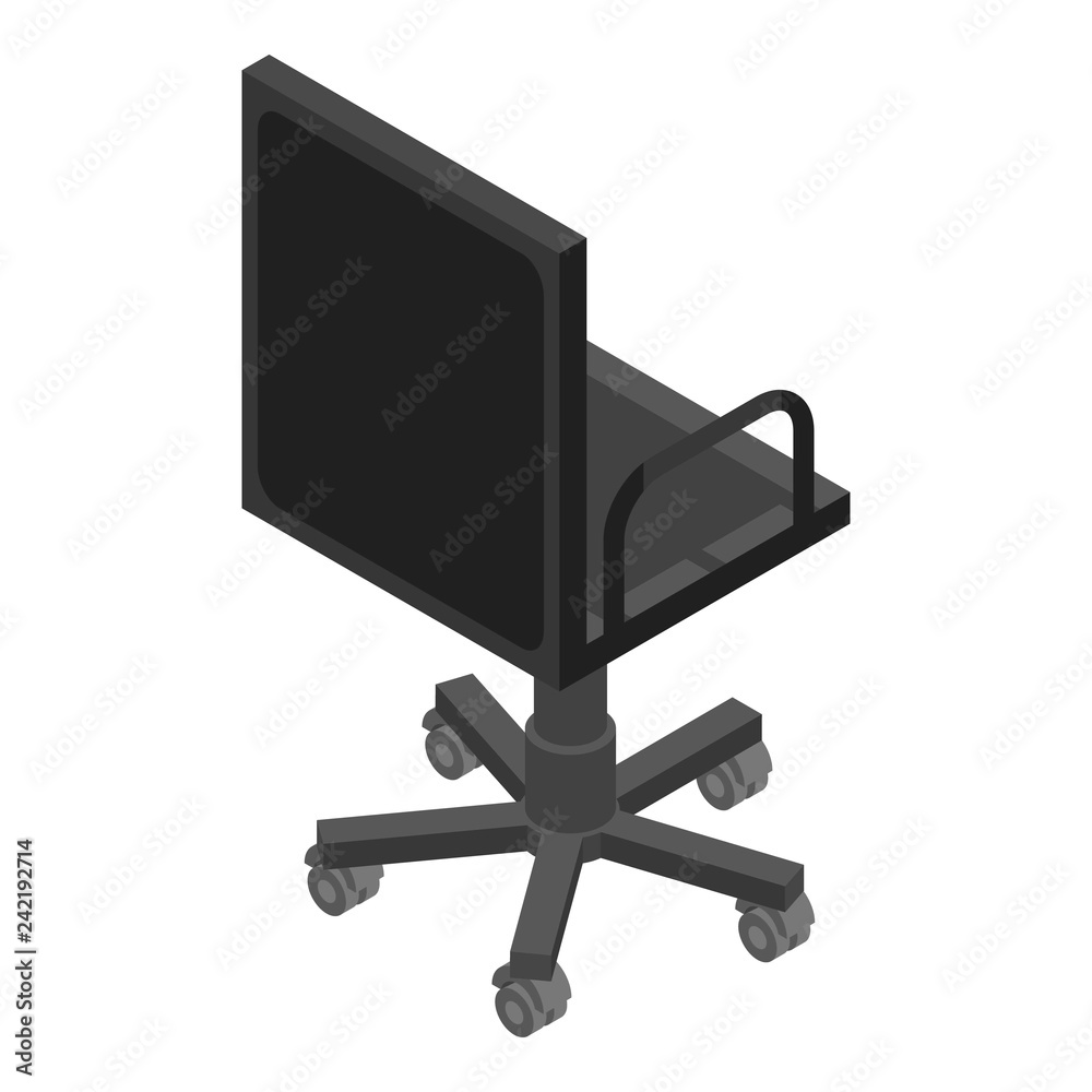 Office wheel chair icon. Isometric of office wheel chair vector icon for web design isolated on white background Office wheel chair icon. Isometric of office wheel chair vector icon for web design isolated on white background