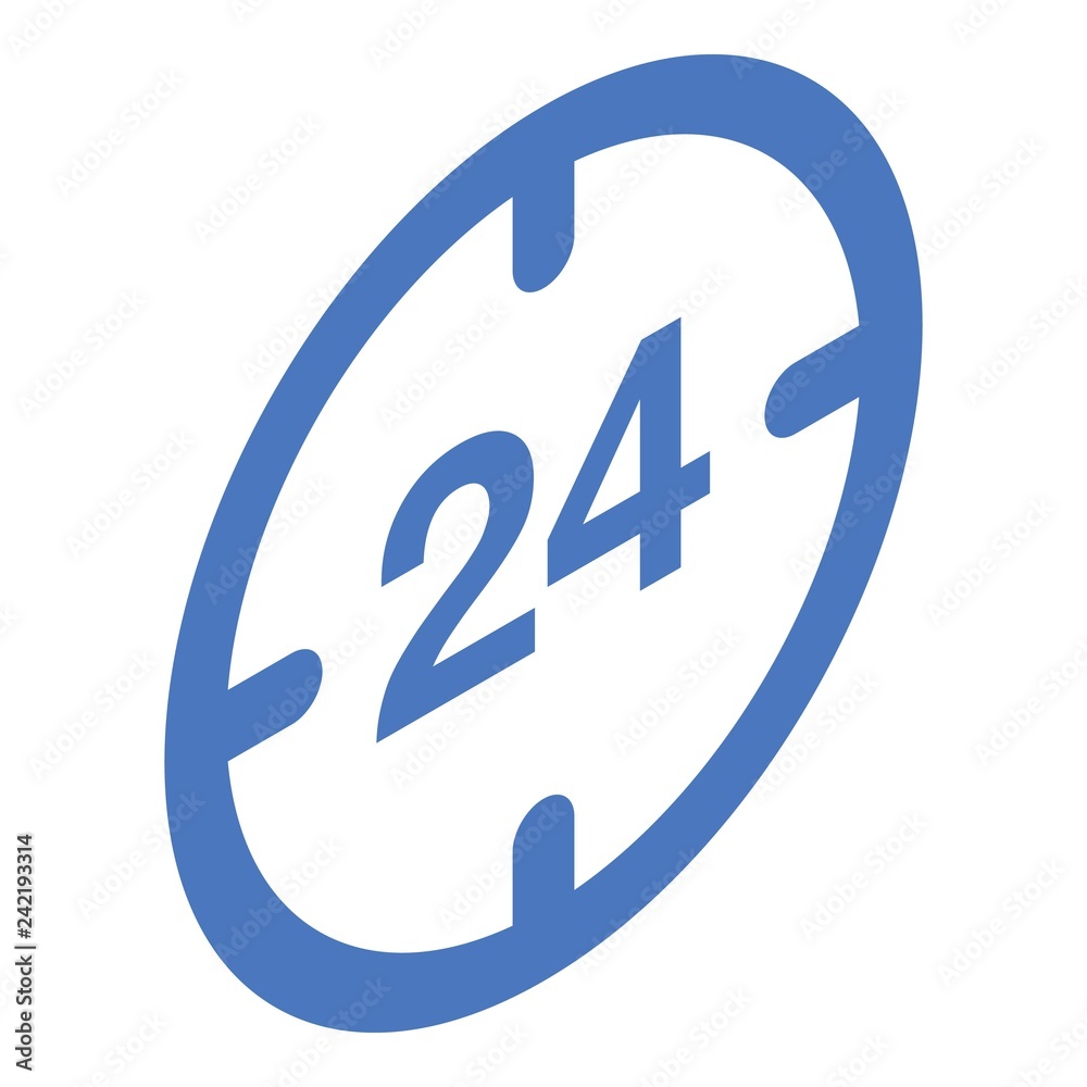 24 hour delivery icon. Isometric of 24 hour delivery vector icon for web design isolated on white background 24 hour delivery icon. Isometric of 24 hour delivery vector icon for web design isolated on white background
