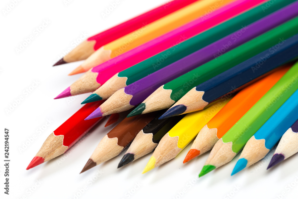 Colour pencils on white background. Colour pencils on white background.
