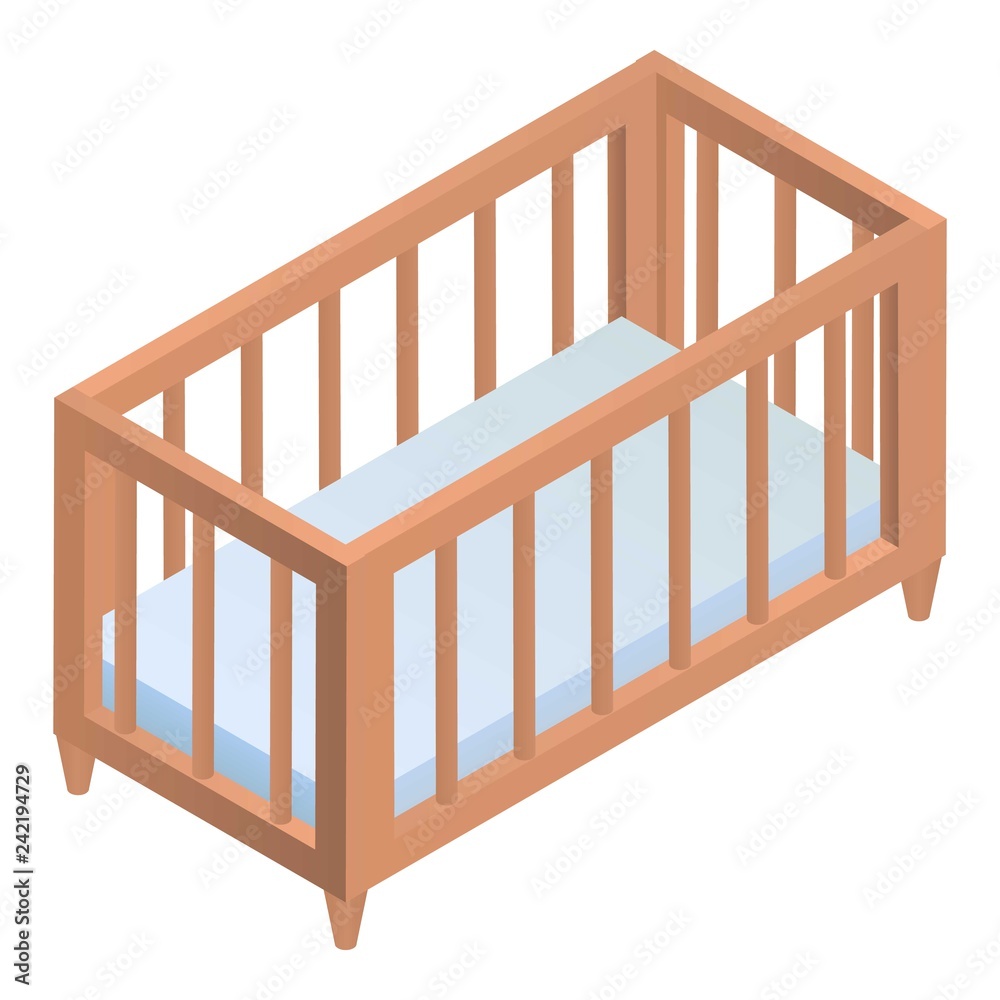 Crib icon. Isometric of crib vector icon for web design isolated on white background Crib icon. Isometric of crib vector icon for web design isolated on white background