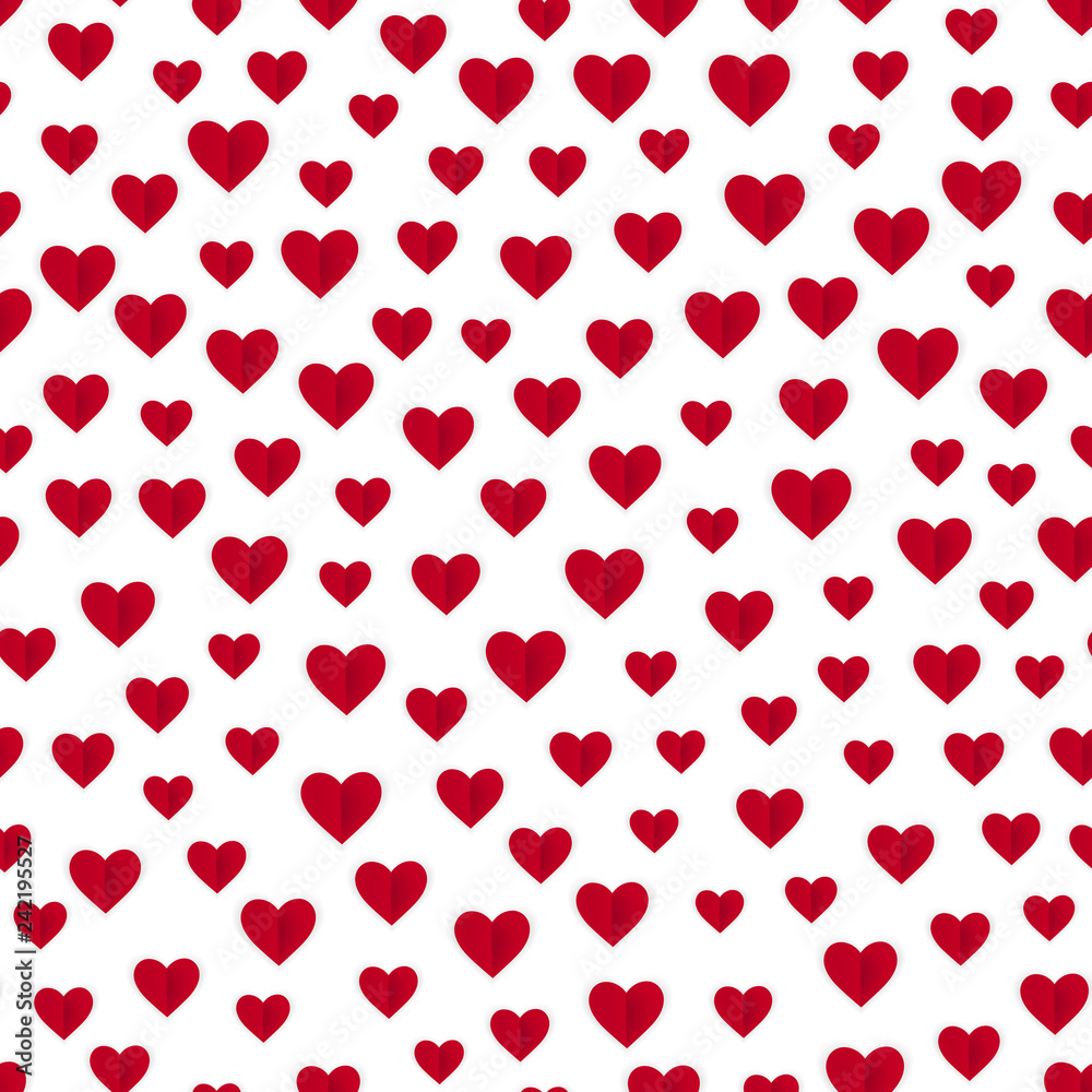 Abstract seamless hearts pattern. Valentine's day vector design with hearts. Red hearts on white background. Can be used for wallpaper, cover fills, web page background, surface textures Abstract seamless hearts pattern. Valentine's day vector design with hearts. Red hearts on white background. Can be used for wallpaper, cover fills, web page background, surface textures