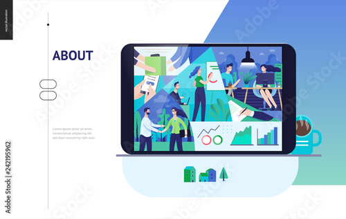 Business series, color 3- about company, office life -modern flat vector concept illustration of a company employees in workspace. Business workflow management. Creative landing page design template