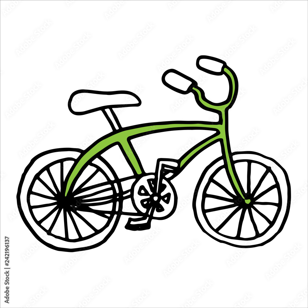 Bicycle doodle illustration on a white background