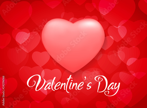 Valentines Happy day background with heart shaped, a big red heart. Vector illustration