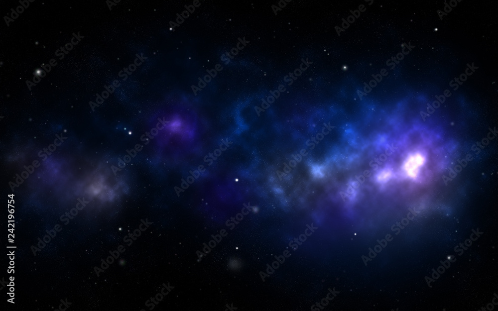 Abstract fanciful dark space, nebula starry night sky, galactic background.