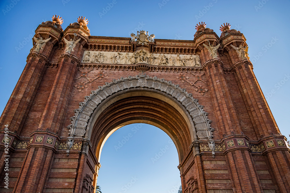 The Arc de Triomf, one of the most famous landmark in Barcelona, Spain.