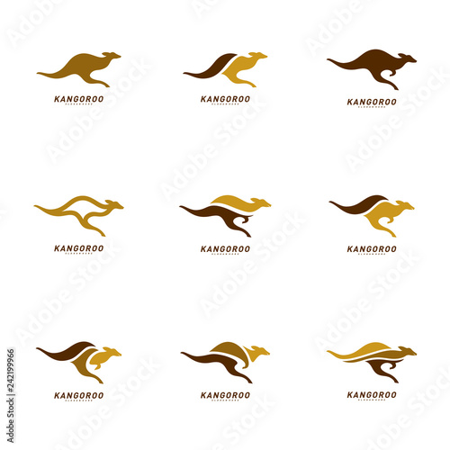 Set of Kangaroo logo Design Vector Template. Kangaroo Fast Logo Concepts