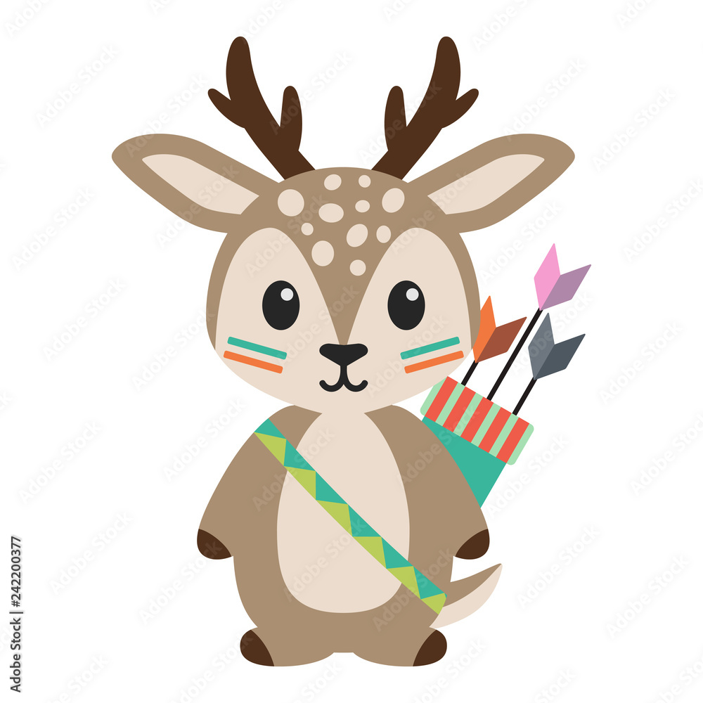 Tribal Woodland Deer Illustration - Deer in tribal inspired designs with arrows isolated on white background Tribal Woodland Deer Illustration - Deer in tribal inspired designs with arrows isolated on white background