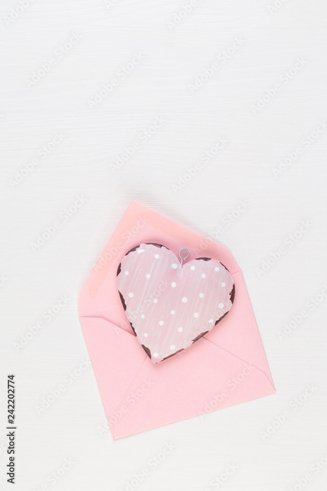 Valentine's Day background. Letter on white background. Valentines day concept. Flat lay, top view, copy space. Valentine's Day background. Letter on white background. Valentines day concept. Flat lay, top view, copy space.
