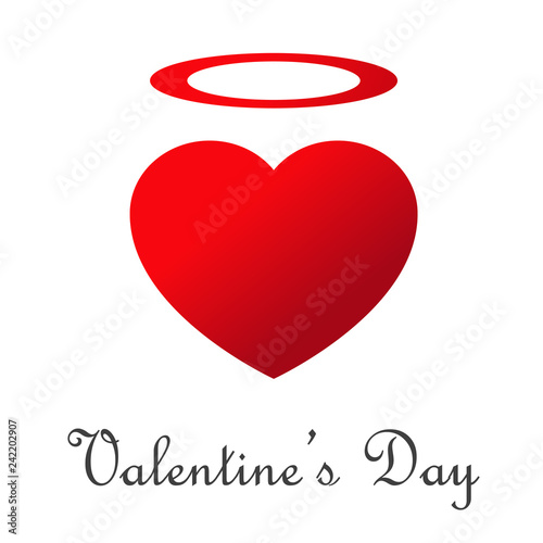 Logotipo abstracto con texto Valentine's Day con corazón con halo con gradiente rojo