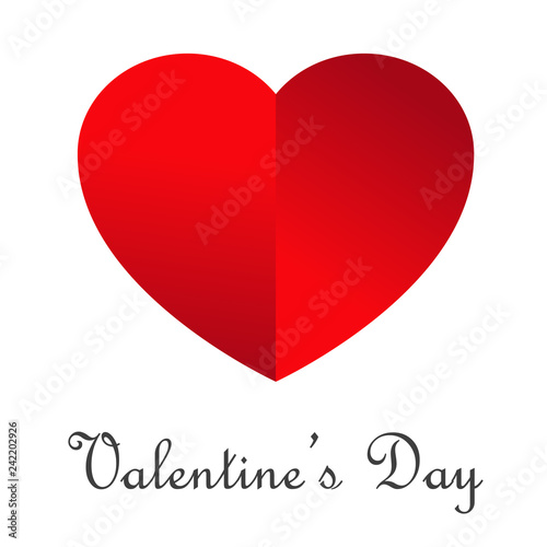 Logotipo abstracto con texto Valentine's Day con corazón dividido con gradiente rojo