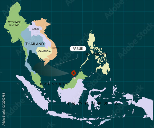 Storm Pabuk to strike southern Thailand. Hurricane - storm Pabuk. Hurricane damage. Vector illustration photo