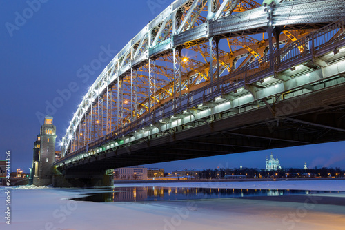 Bolsheokhtinsky Bridge (also known as Emperor Peter the Great Bridge), St.Petersburg, Russia