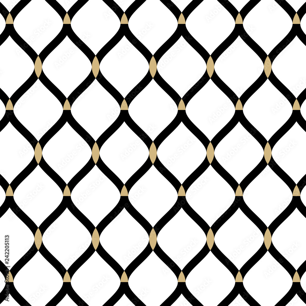 Fototapeta premium Vector seamless lines pattern. Graphic modern abstract texture. Repeating rounded wavy