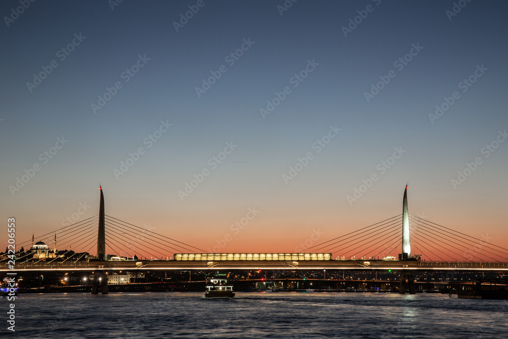 Bridge in Istanbul during sunset
