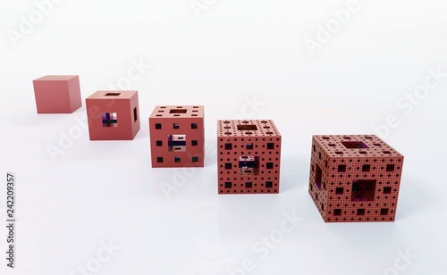 Construction of Menger sponge, illustration photo